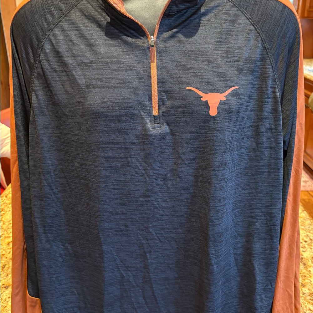 Texas Longhorn men’s 1/4 zip pullover. Sharp black & orange w/logos front/back - Picture 2 of 8